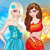 Elsa and Anna at Work Dress Up Game image
